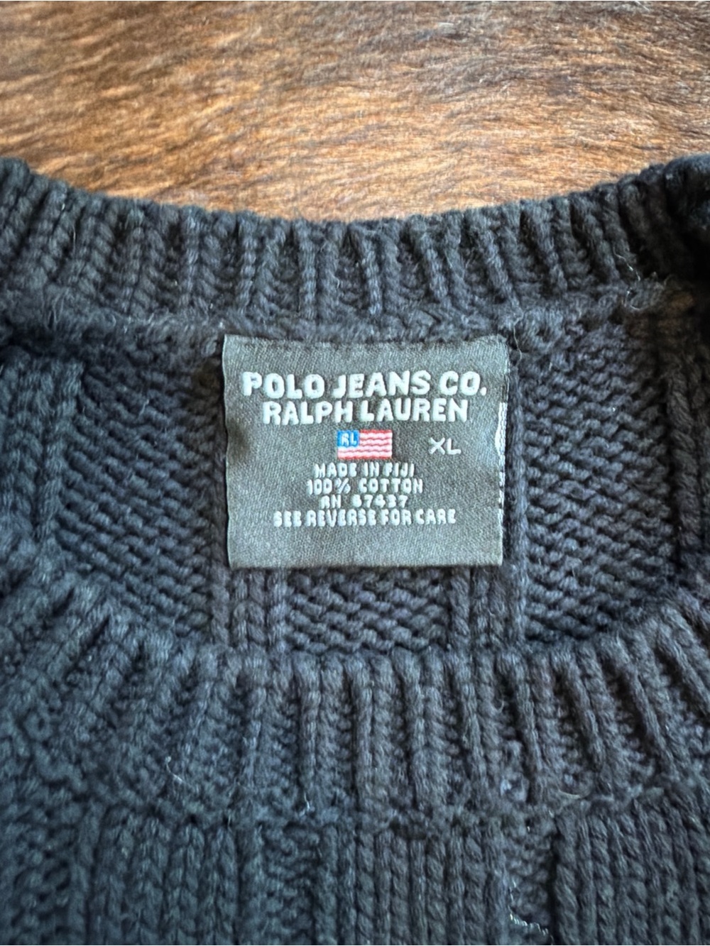 Vintage Polo Jean Co Ralph Lauren Black American Flag Preppy USA 90s Y2K Heavy - Picture 2 of 8